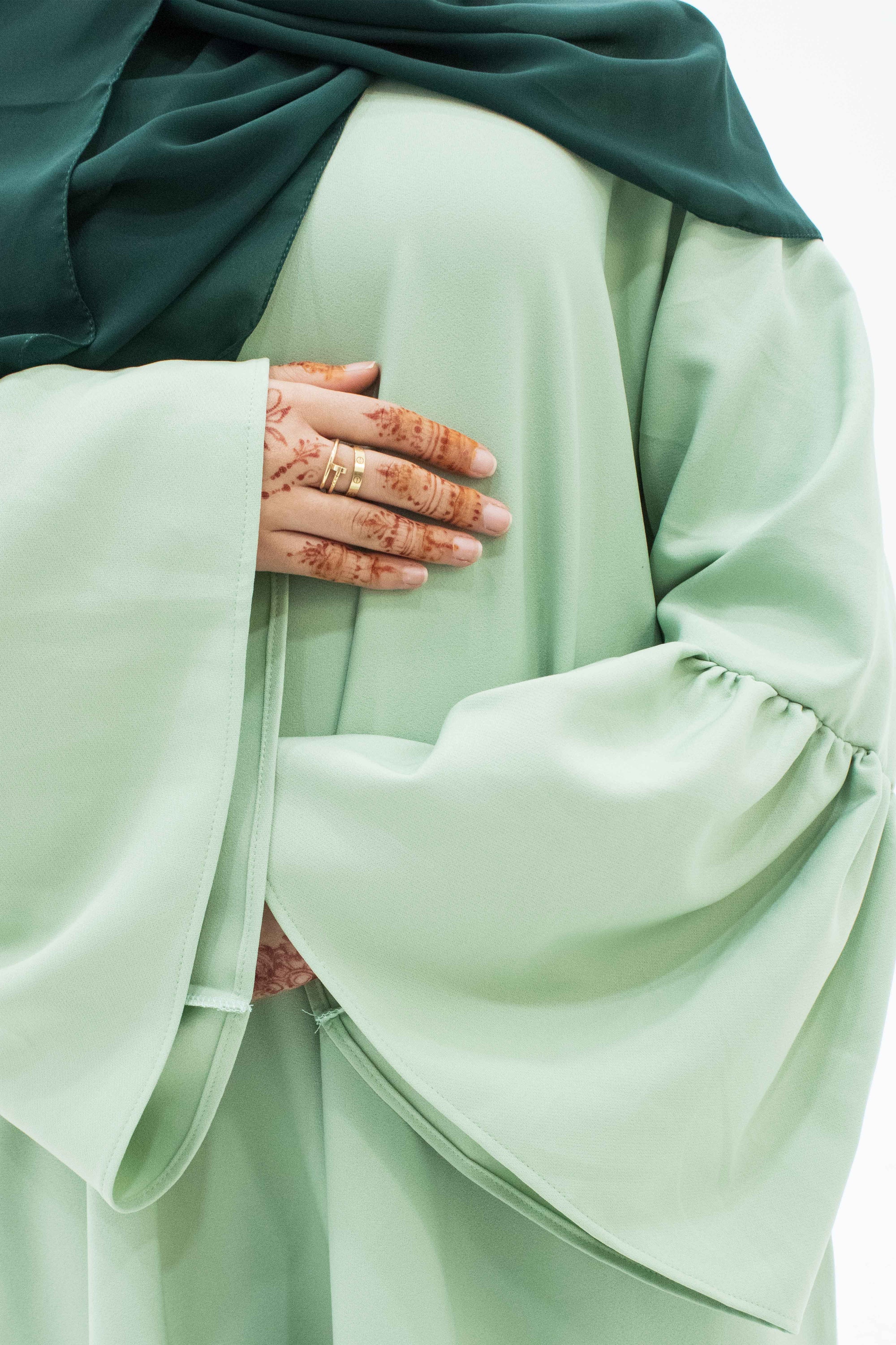 Pistachio Bell Sleeve Abaya