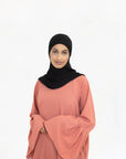 Peach Bell Sleeve Abaya