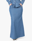 Navy Denim Mermaid Tail Skirt