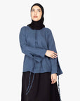 Indigo Mélange Ribbon Kimono Top