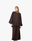 Mocha Brown Mélange Two-Piece Abaya
