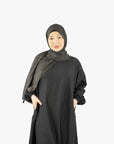 Dark Grey Textured Cuff Sleeve Abaya
