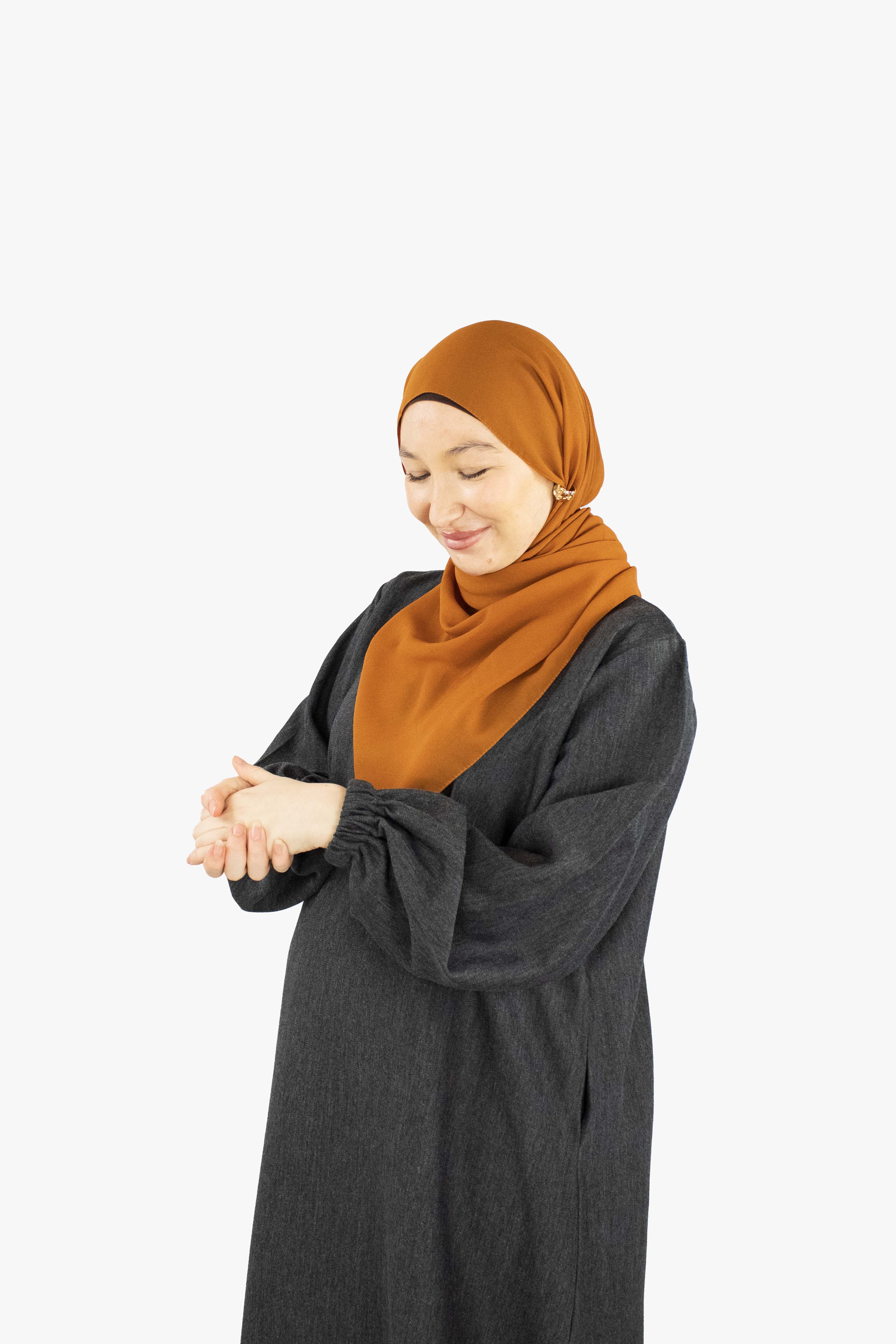 Dark Grey Textured Jersey Cuff Sleeve Abaya