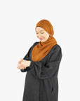 Dark Grey Textured Jersey Cuff Sleeve Abaya