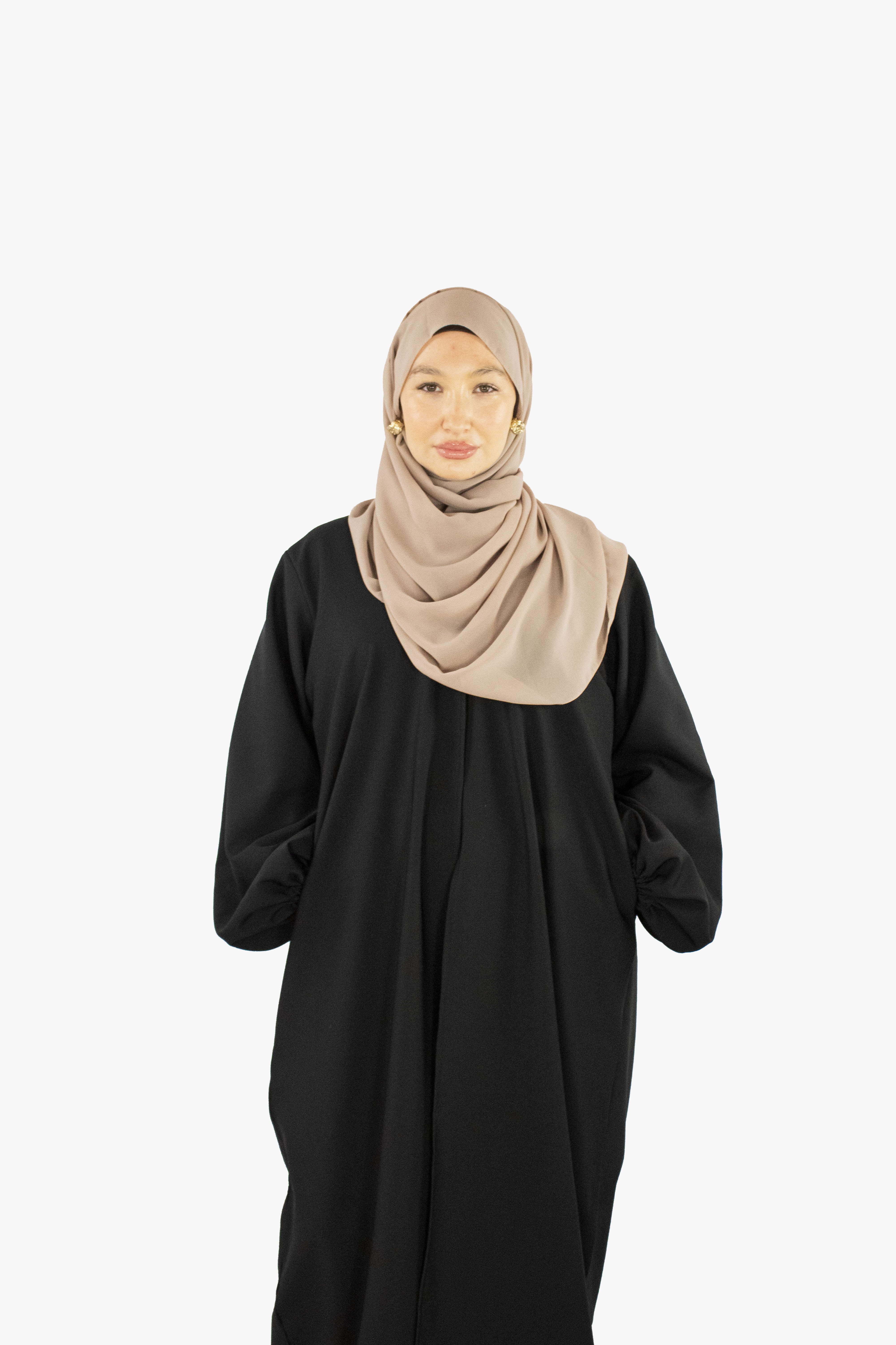 Black Open Cuff Sleeve Abaya