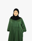 Green Balloon Sleeve Jumper Abaya