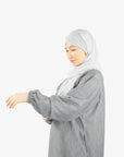 Light Grey Jersey Cuff Sleeve Abaya