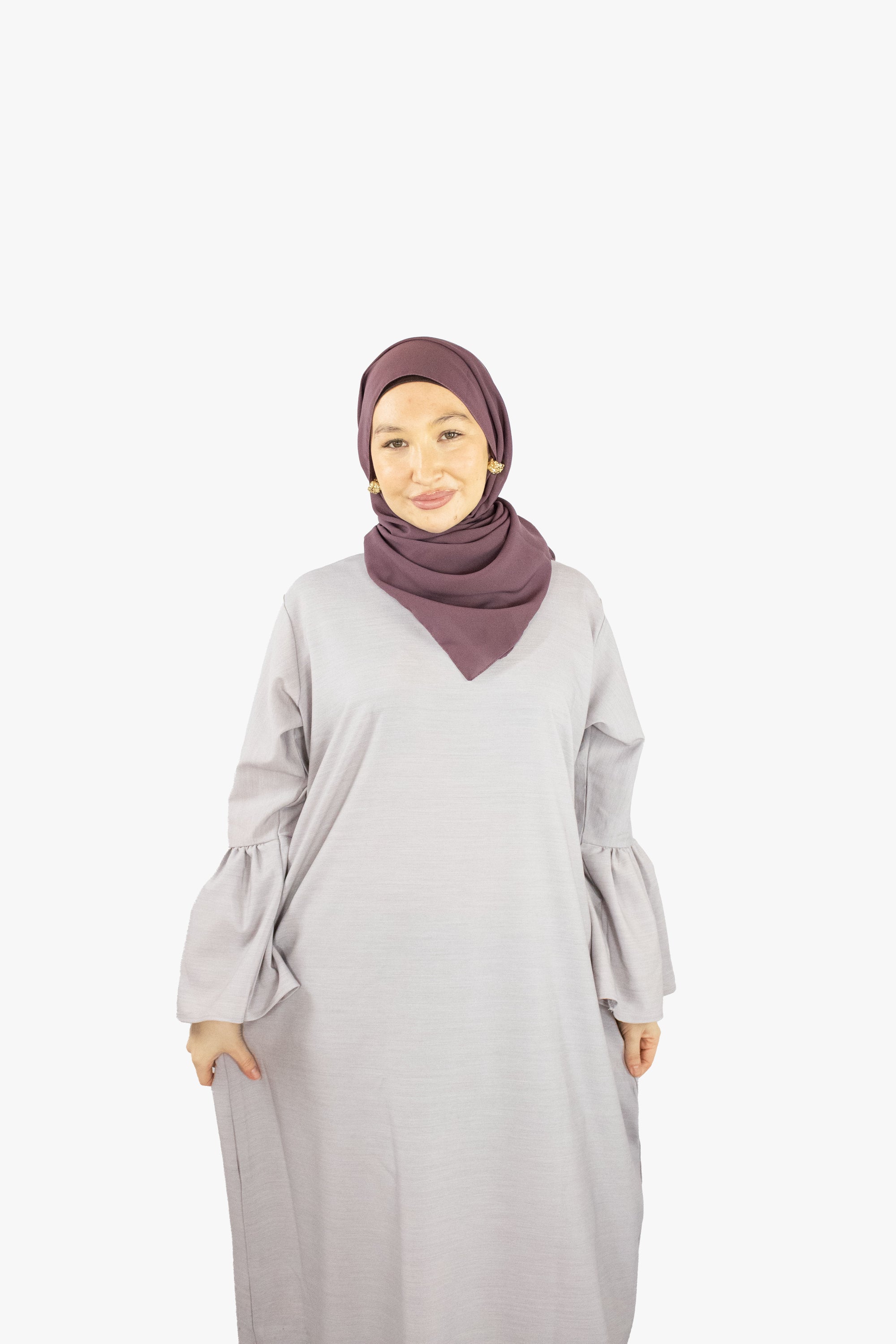 Lilac Textured Bell Sleeve Abaya