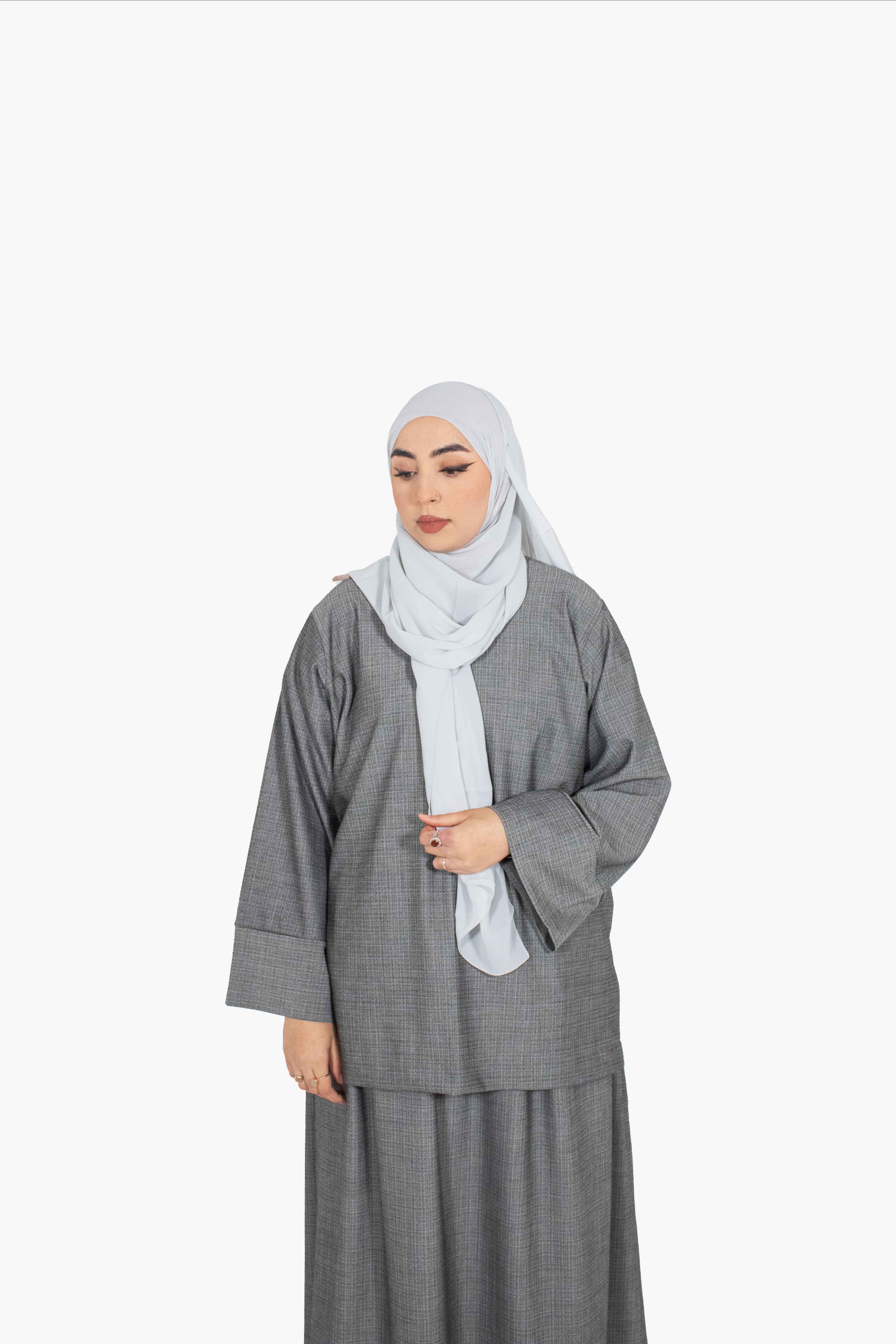 Textured Grey Two-Piece Abaya