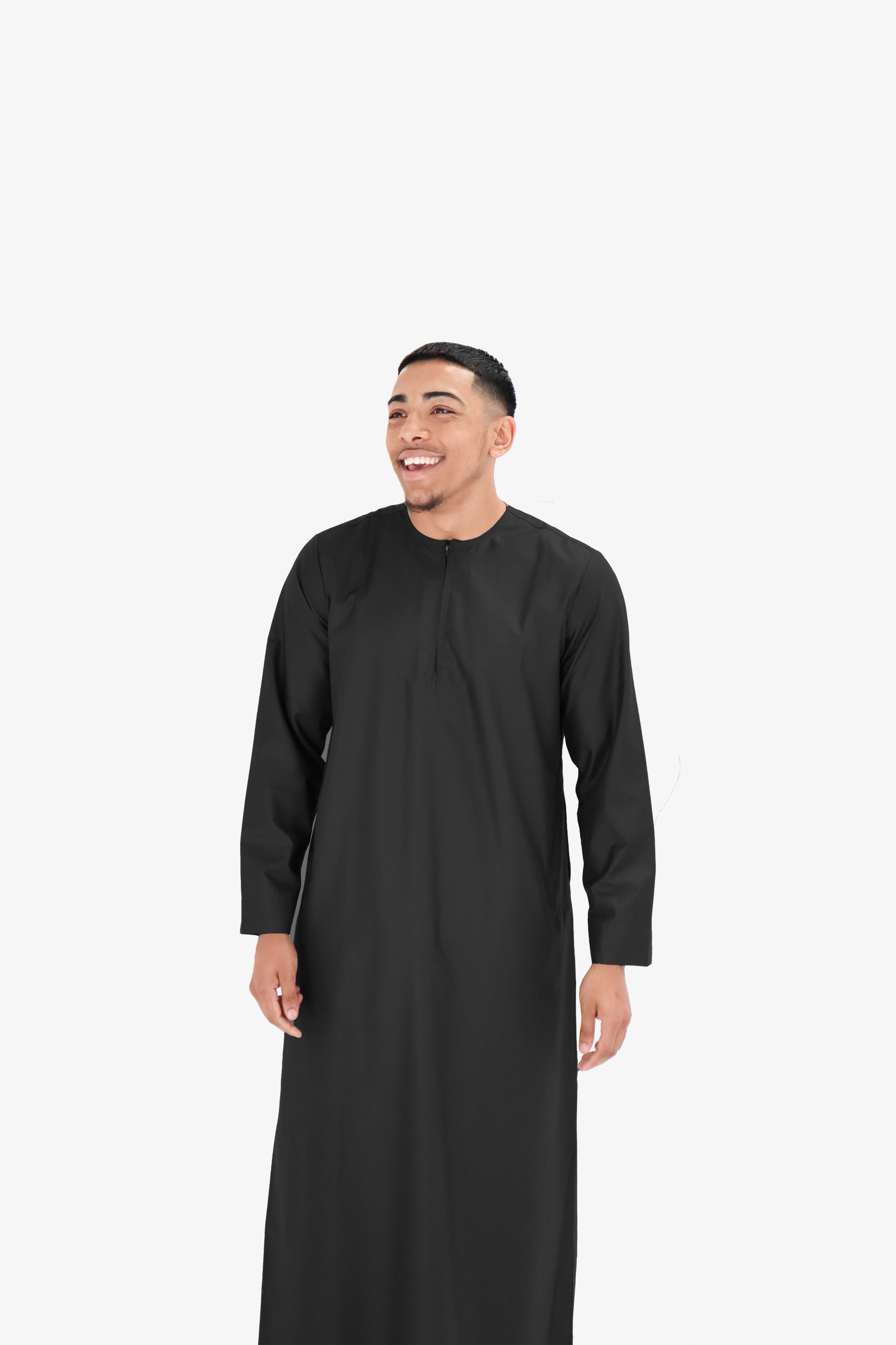 Black Emirati Zip Thobe