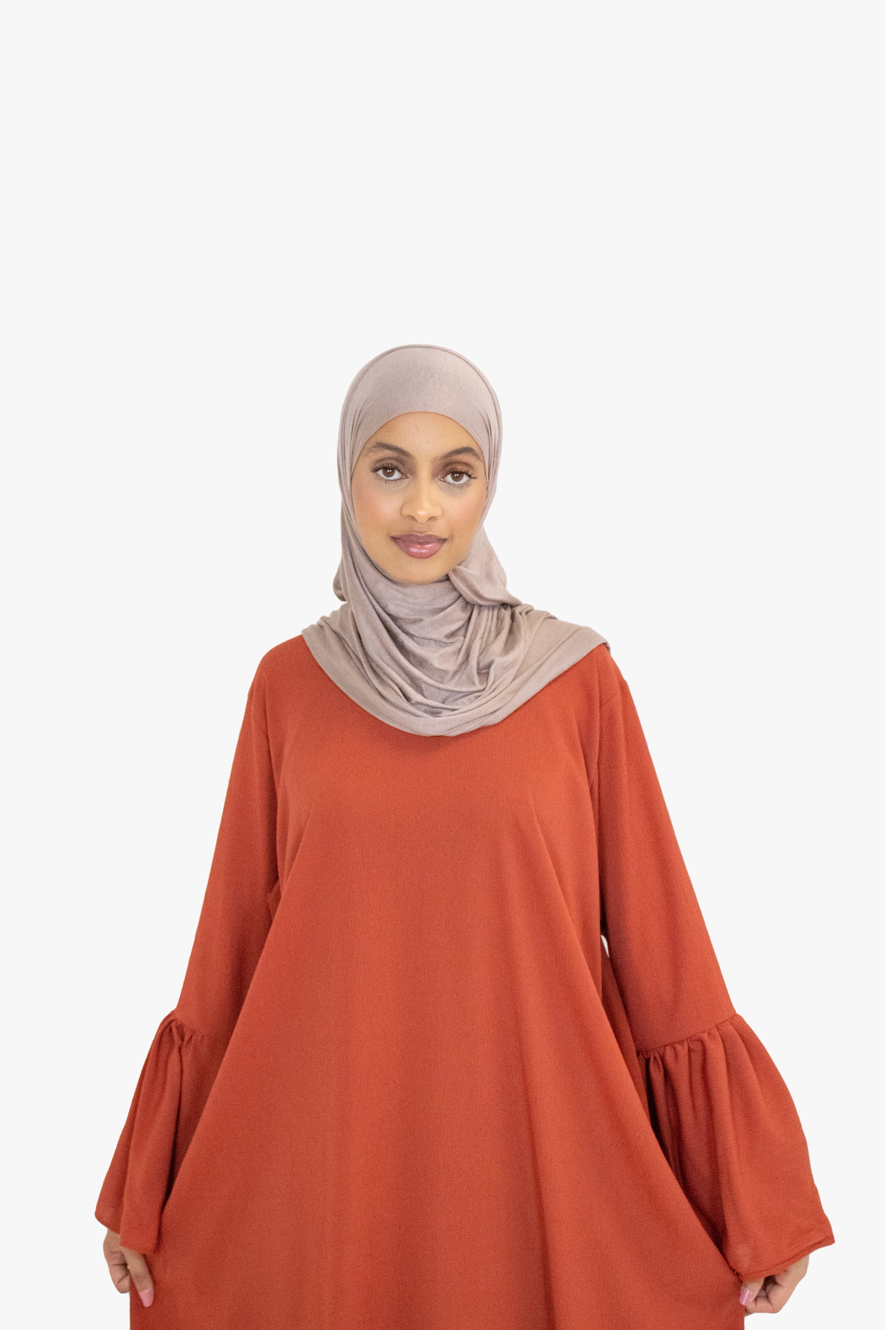 Burnt Orange Bell Sleeve Abaya