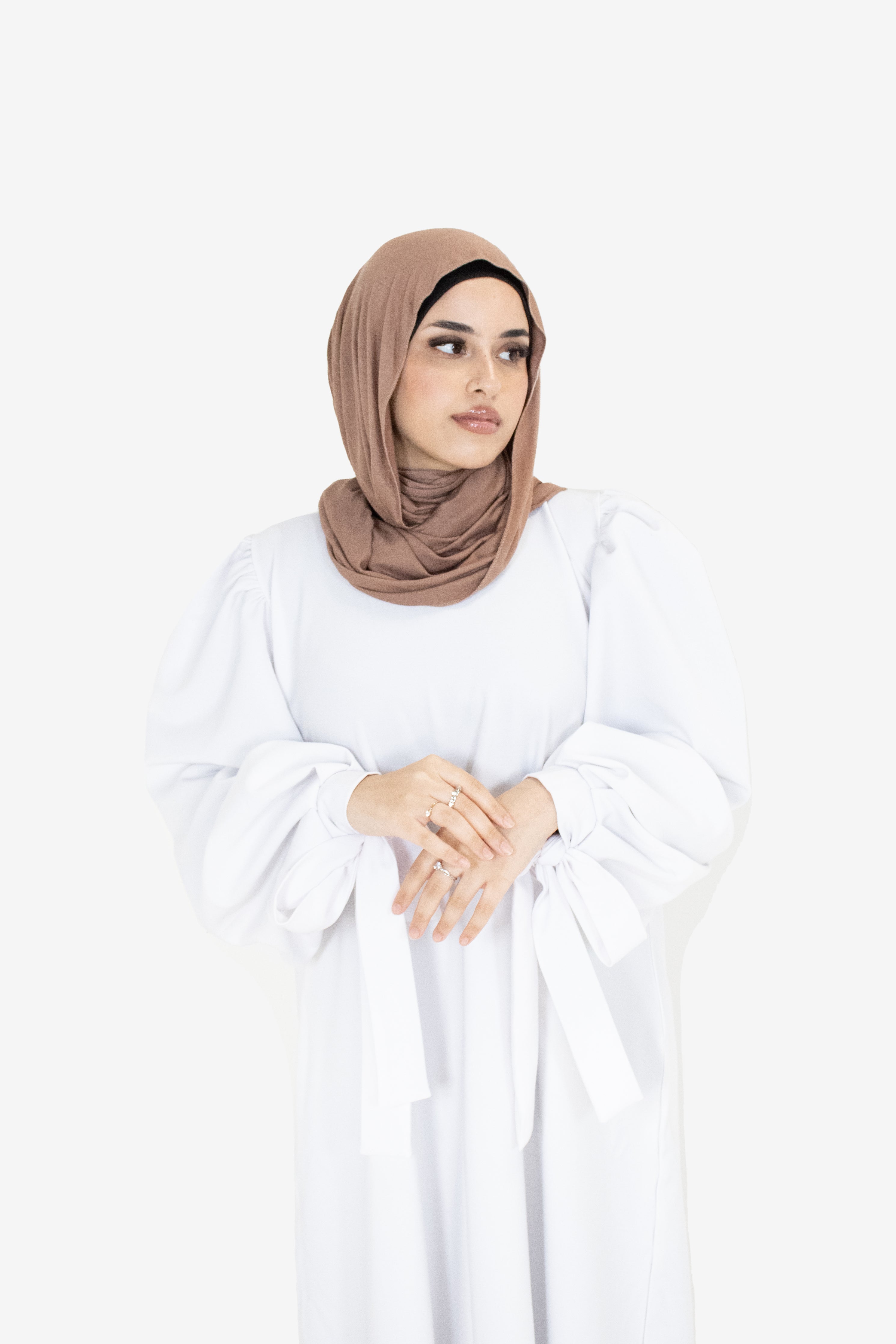 White Balloon Sleeve Abaya