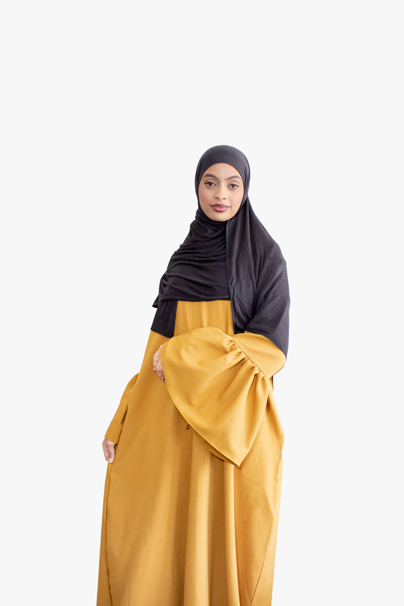 Golden Brown Bell Sleeve Abaya
