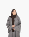 Textured Brown Umbrella Sleeve Abaya