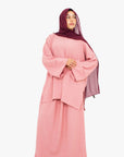 Blossom Pink Linen-Feel Two-Piece Abaya