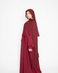 Crimson Red Pleated Bridge Abaya