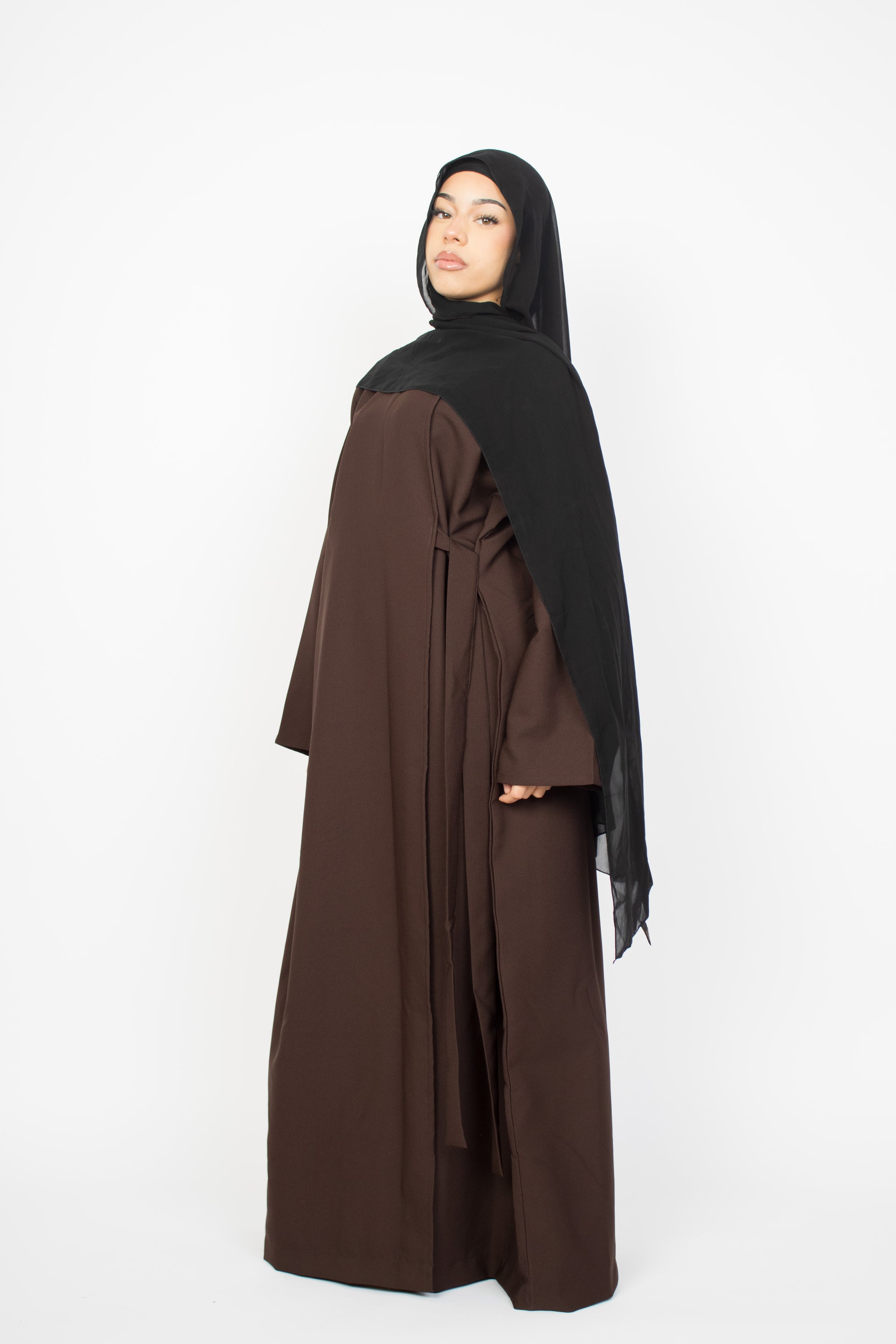 Mocha Brown Side Wrap Abaya