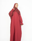 Crimson Red Poet Sleeve Abaya