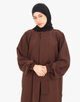 Pecan Brown Front Neck Tie Abaya