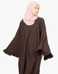 Mocha Brown Flower Sleeve Abaya