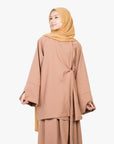 Caramel Side Wrap Two-Piece Abaya