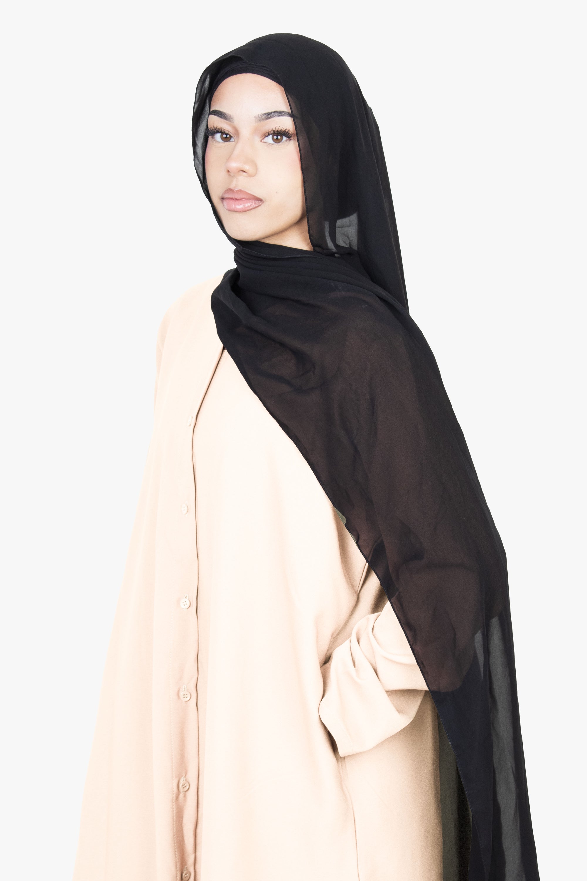 Cream Long Shirt Two-Piece Abaya