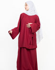 Crimson Red Side Wrap Two-Piece Abaya