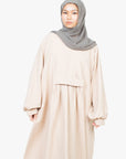 Cream Pleated Bridge Abaya