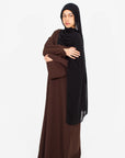 Pecan Brown Slit Kimono Sleeve Abaya