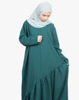 Forest Green Asymmetric Drop Waist Abaya