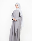 Cloud Grey Long Shirt Two-Piece Abaya