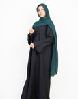 Black Tulip Sleeve Abaya