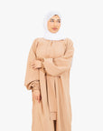 Coffee Front Neck Tie Abaya