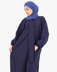 Navy Front Neck Tie Abaya