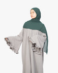 Cloud Grey Flower Sleeve Abaya