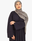 Black Slit Kimono Sleeve Abaya