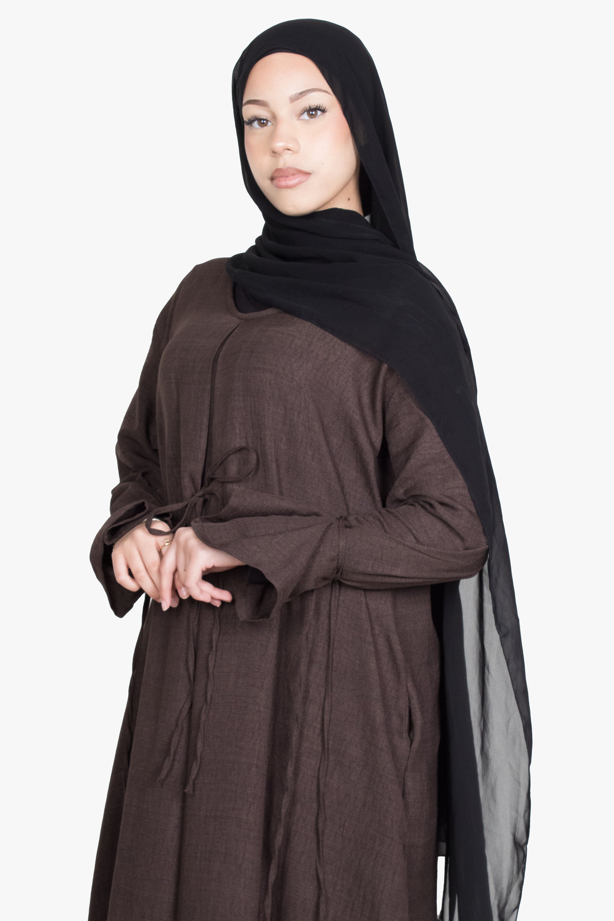 Coffee Mélange Ribbon Kimono Abaya