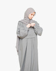 Textured Moss Green Pleated Bridge Abaya