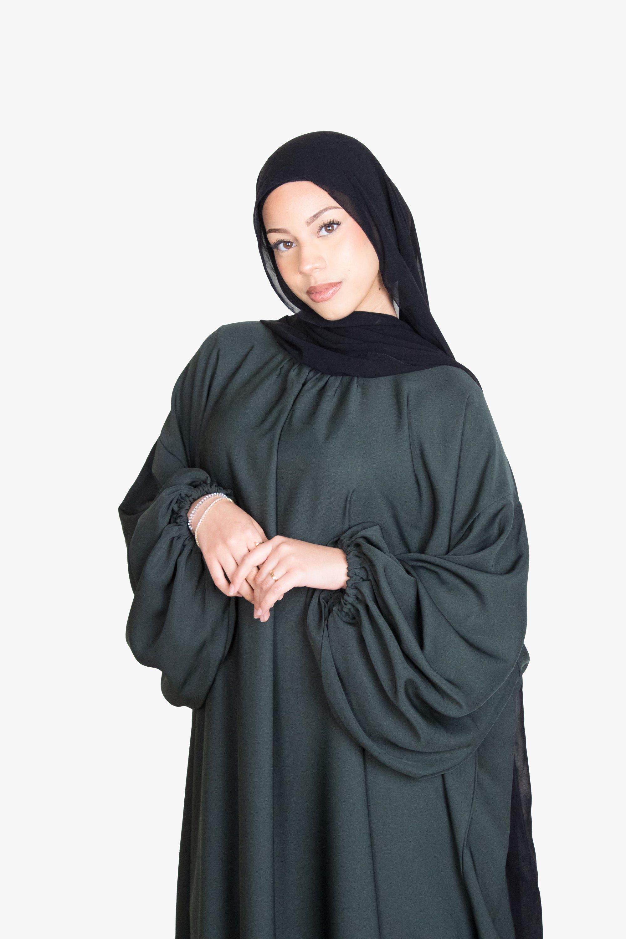 Moss Green Balloon Sleeve Abaya