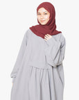 Cloud Grey Pleated Bridge Abaya