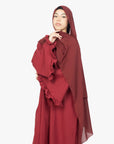 Crimson Red Flower Sleeve Abaya