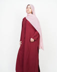 Crimson Red Long Shirt Two-Piece Abaya