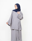 Cloud Grey Side Wrap Two-Piece Abaya