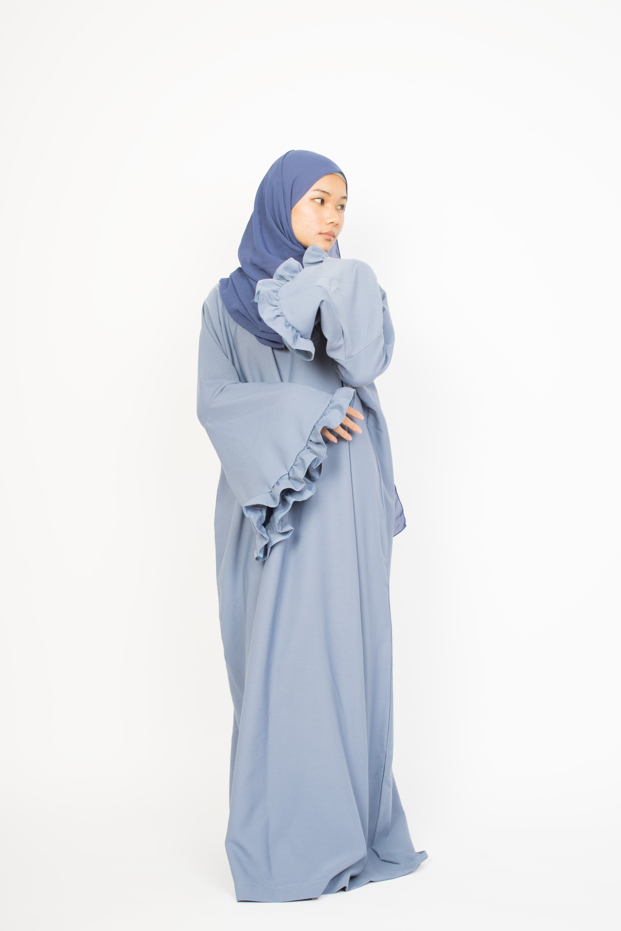 Powder Blue Flower Sleeve Abaya