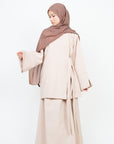 Cream Side Wrap Two-Piece Abaya