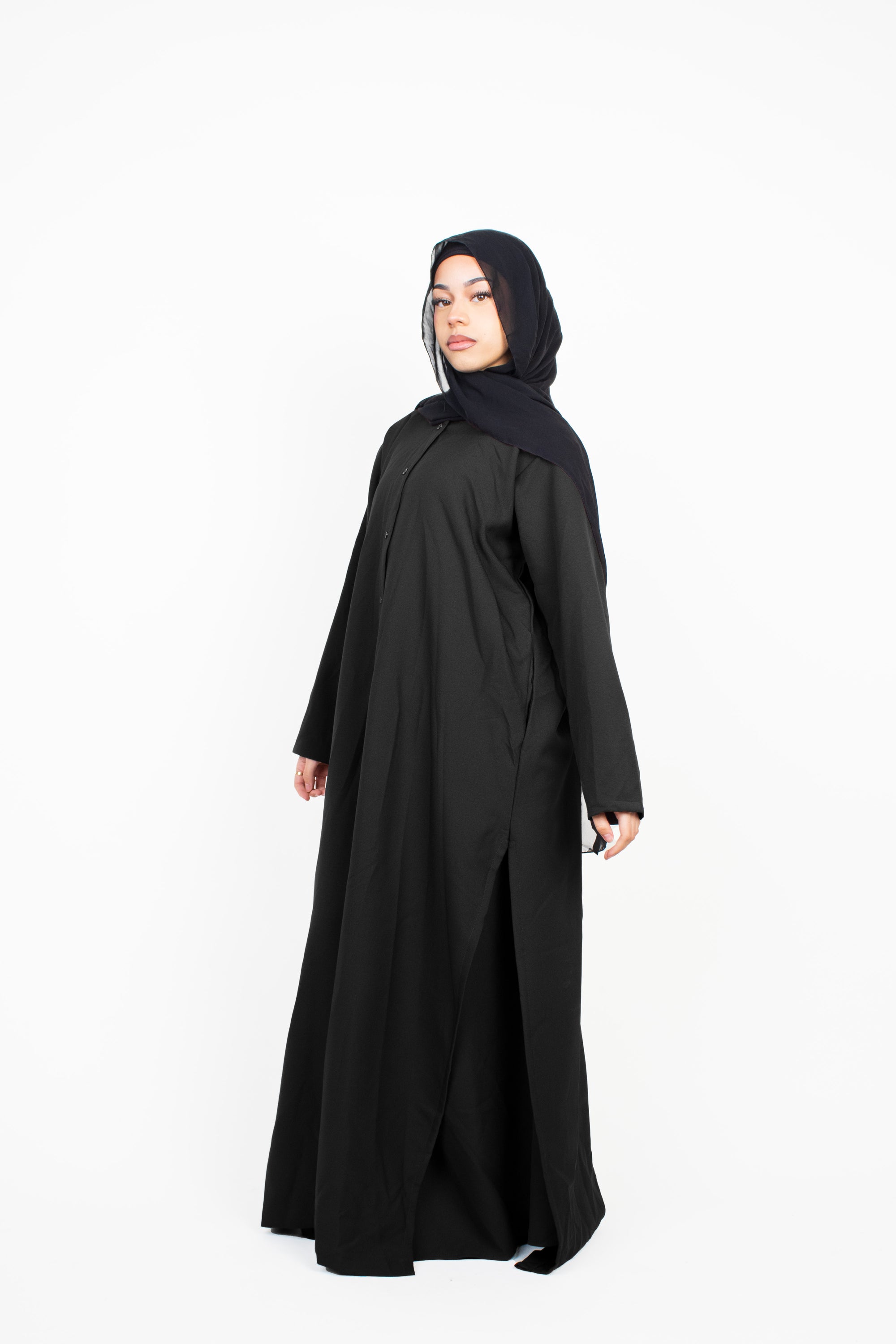 Black Long Shirt Two-Piece Abaya