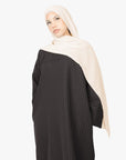 Black with Beige Striped Kimono Abaya