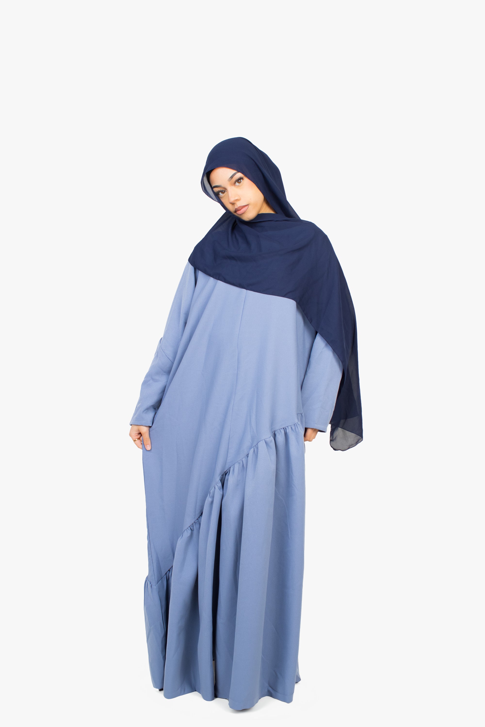 Powder Blue Asymmetric Drop Waist Abaya