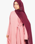 Blossom Pink Linen-Feel Side Wrap Abaya