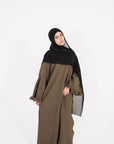 Olive Flower Sleeve Abaya